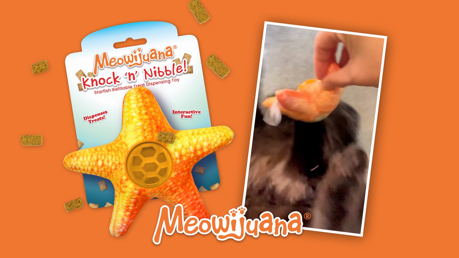 MEOWIJUANA Knock 'n' Nibble Starfish Refillable Treat Dispensing
