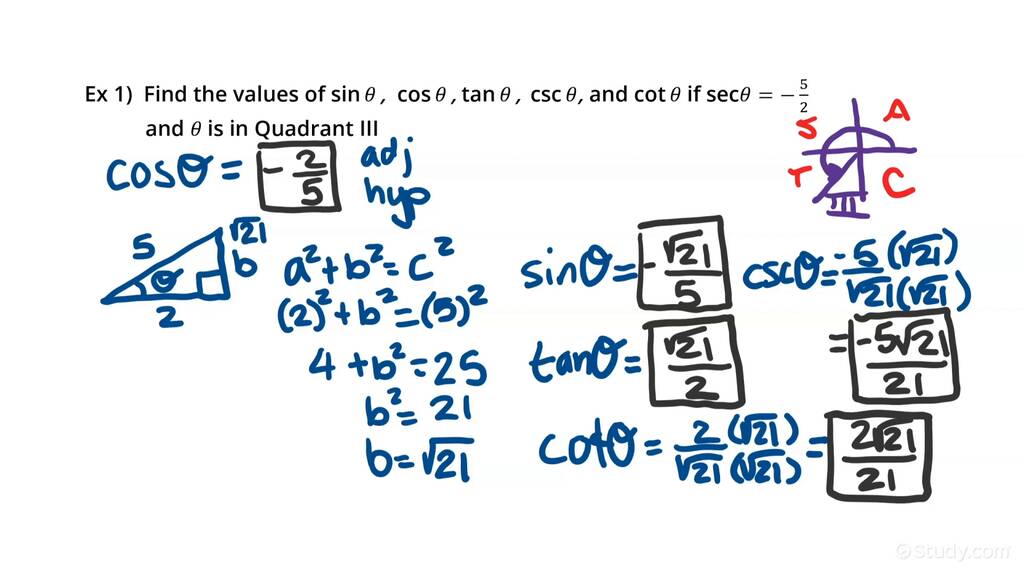 How to Find the Values of Trigonometric Functions & their Reciprocals ...