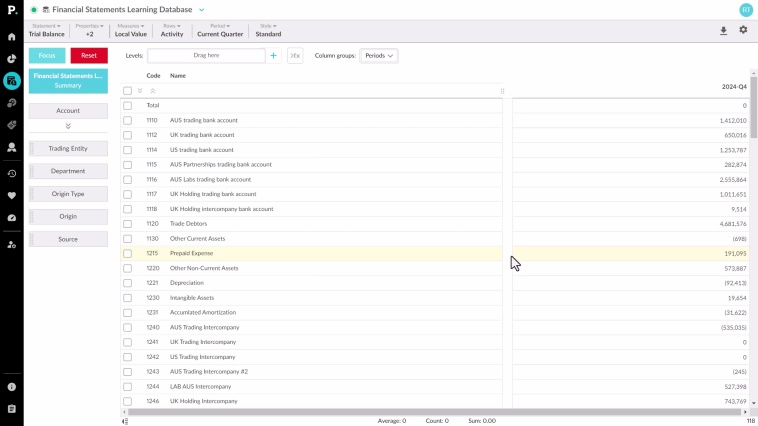 Set up your Trial Balance Statement