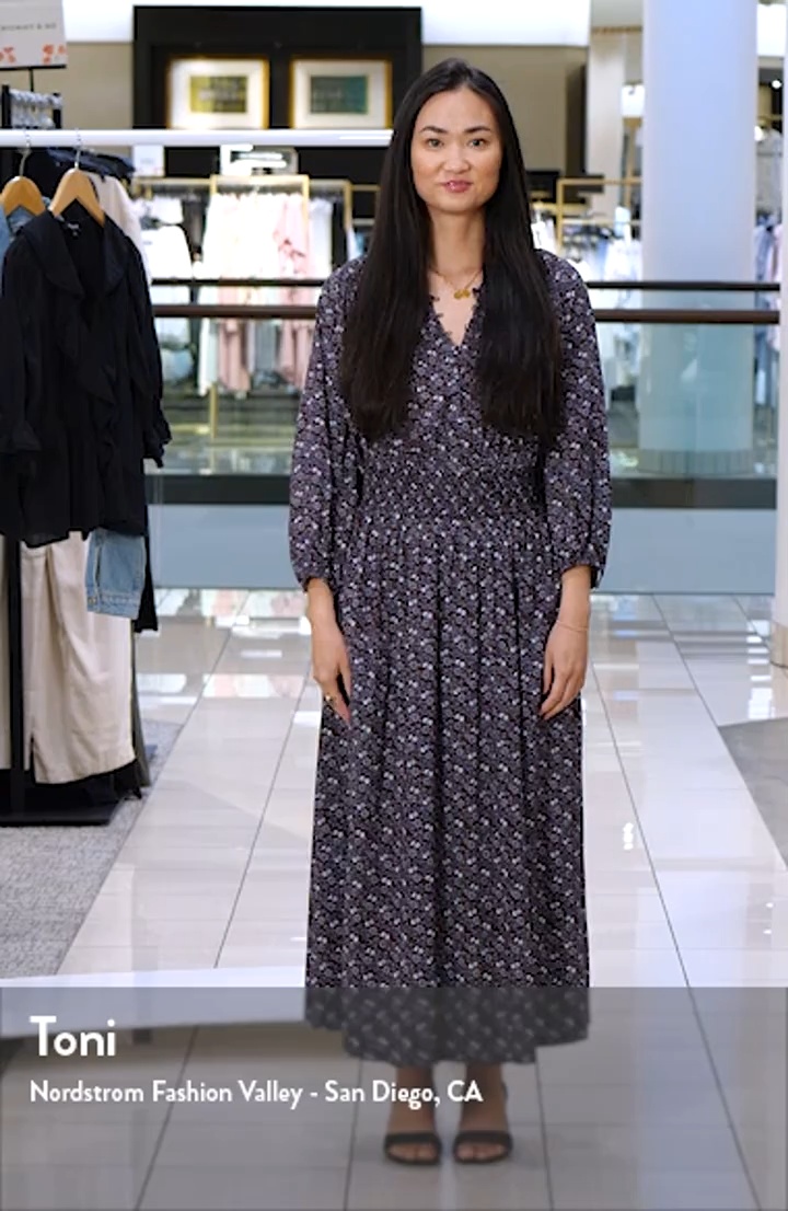 Madewell Shirred Splitneck Floral Midi Dress | Nordstromrack
