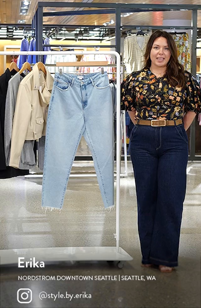 High Waist Raw Hem Slim Jeans