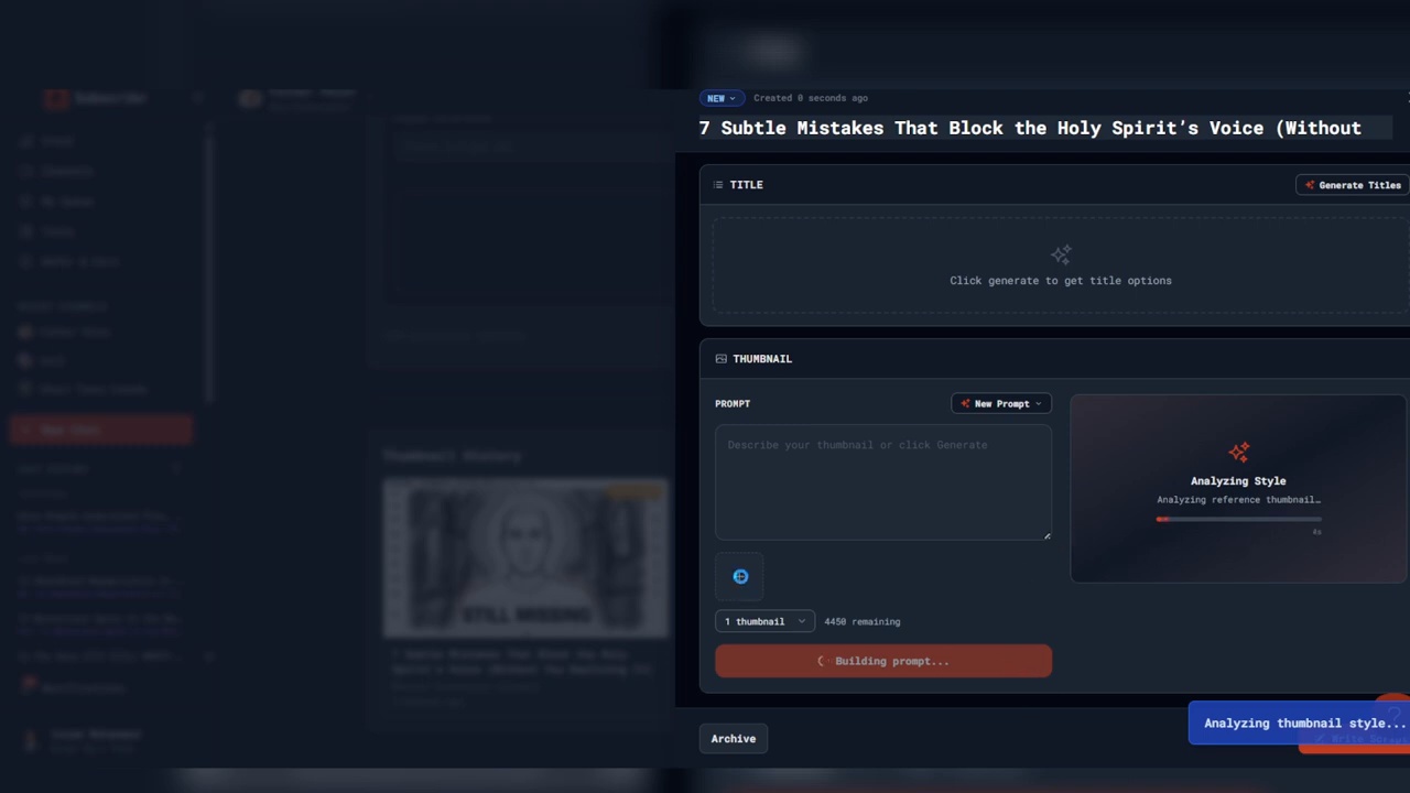 4 publish-ready thumbnails, AI-scored before they ship.
