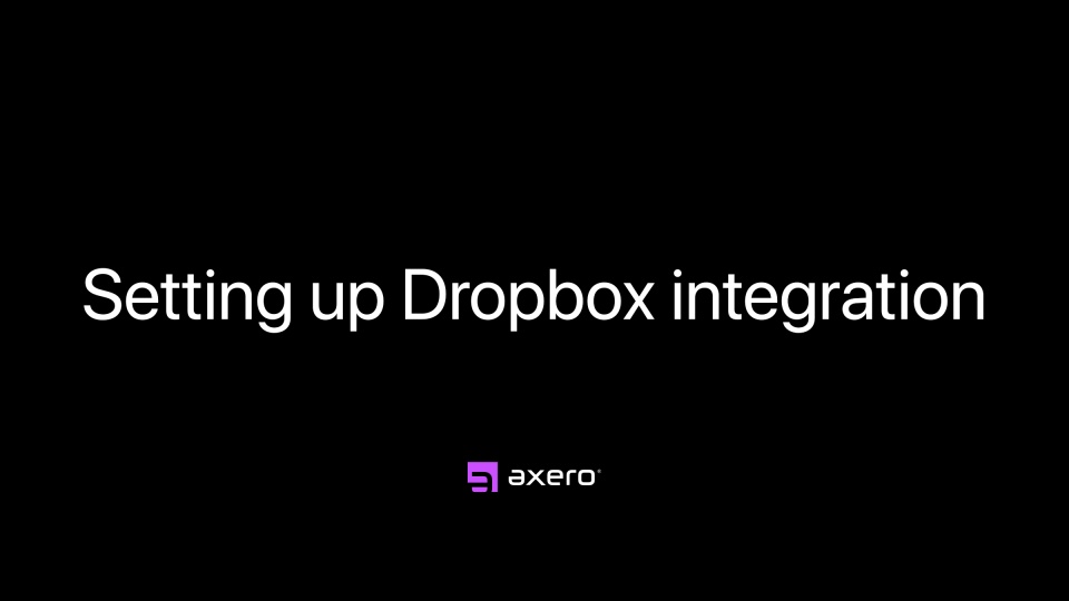 Setting up Dropbox integration
