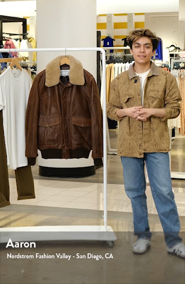 Schott NYC Cowhide Bomber Jacket with Genuine Shearling Collar