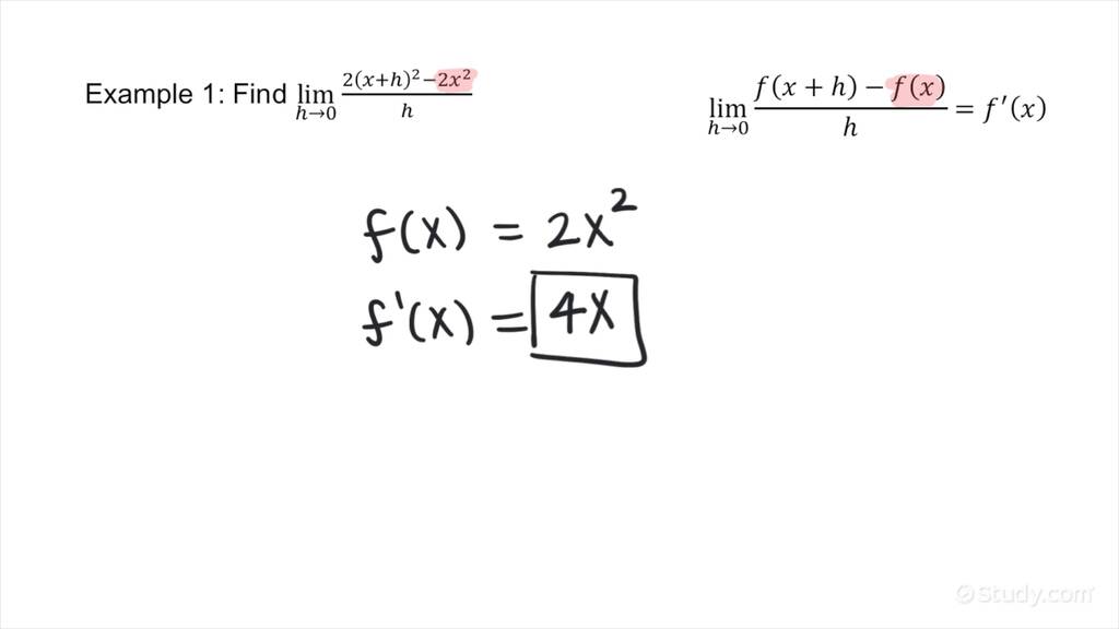 Determining The Limit Of A Function By Recognizing An Expression As The Definition Of The 7237