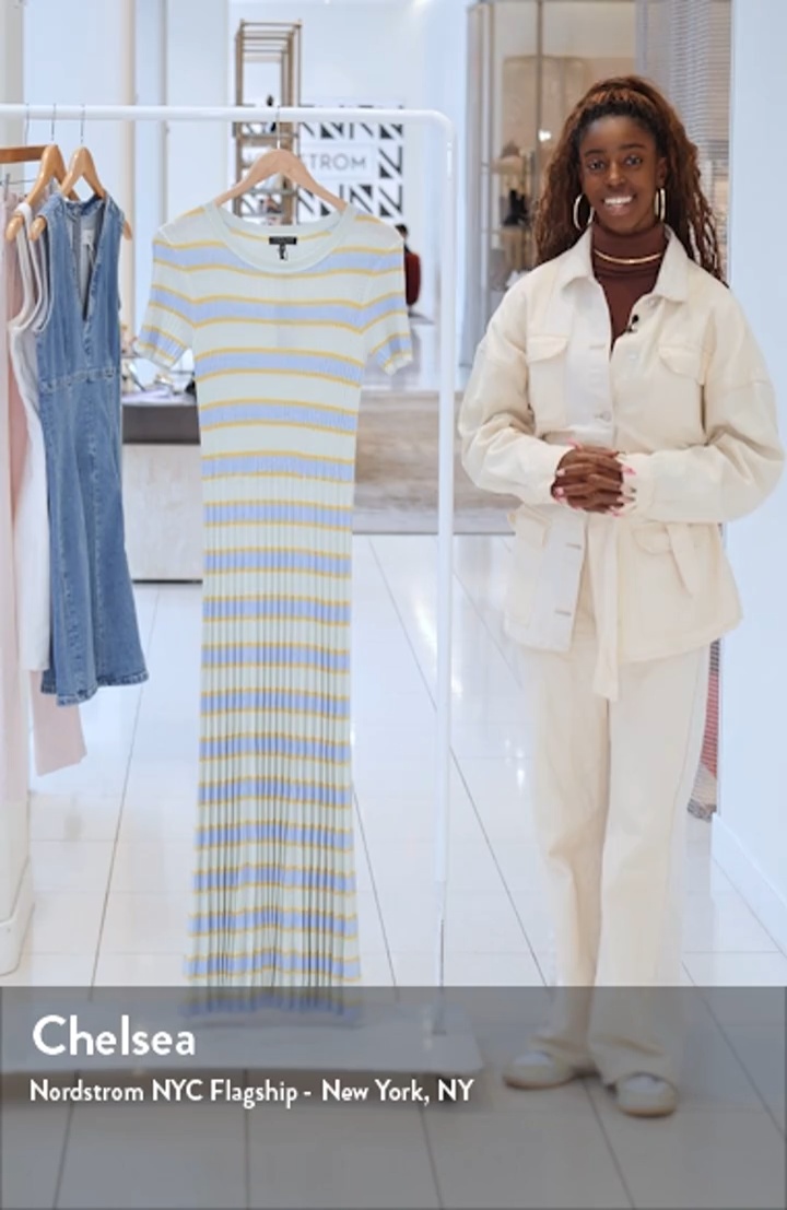rag & bone Eloise Stripe Pleated Rib Sweater Dress | Nordstromrack