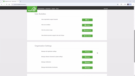 How to manage general admin functions in Maptek Account