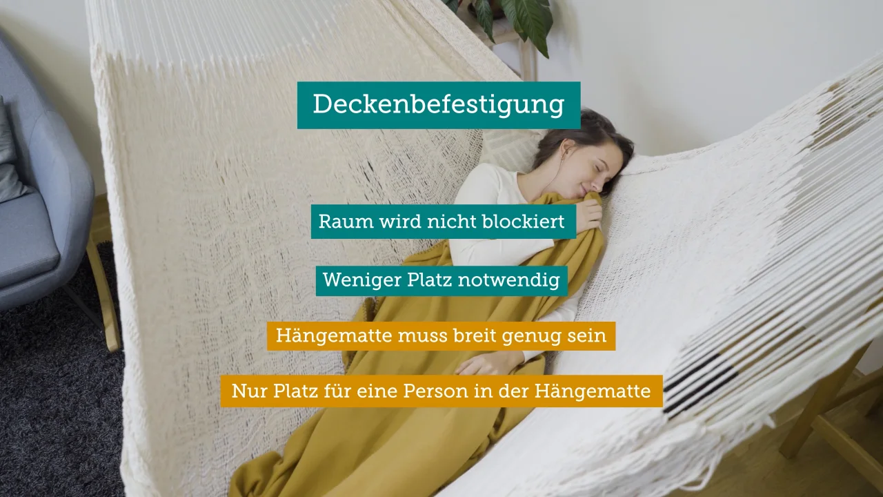 Vor- und Nachteile einer Deckenbefestigung einer Indoor-Hngematte