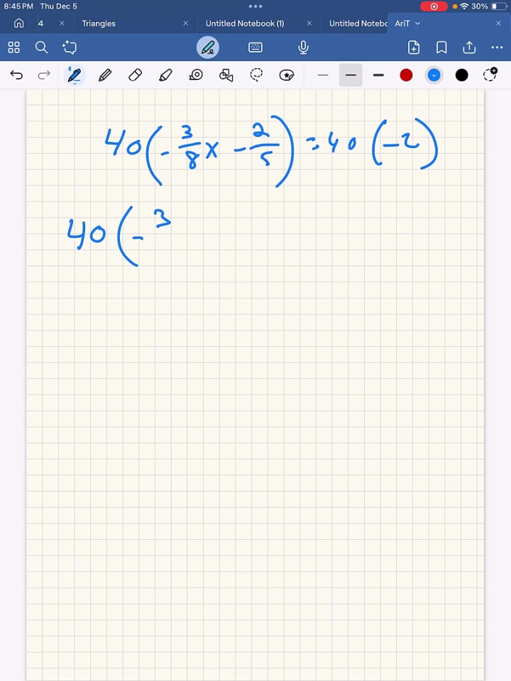 Solve for X with fractions