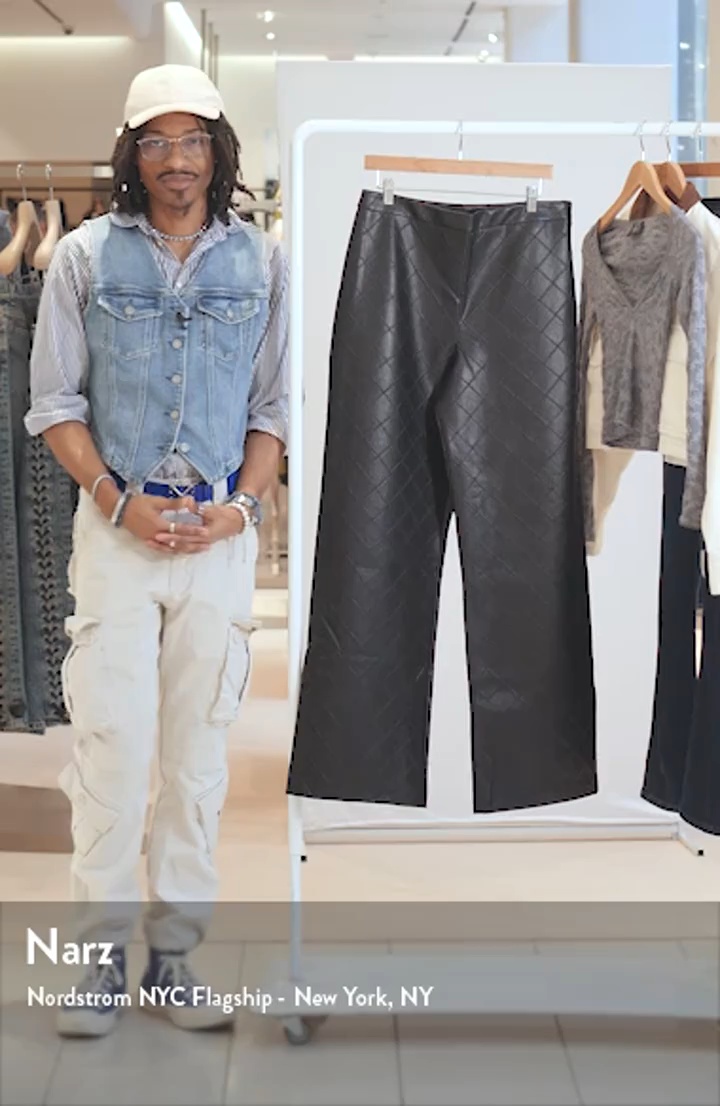 Diamond Stitched Faux Leather Pants (Women) | Nordstrom