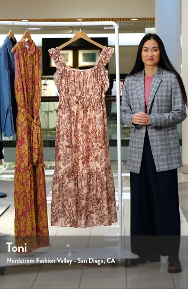 MELLODAY Floral Ruffle Tiered Midi Dress Nordstromrack