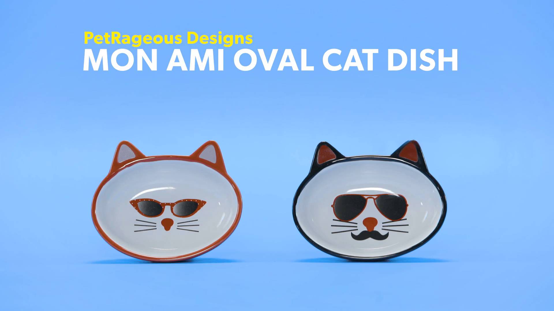 Dishwasher & Microwace safe Mon Ami "Pierre"  Oval Cat Face Ceramic Bowl 