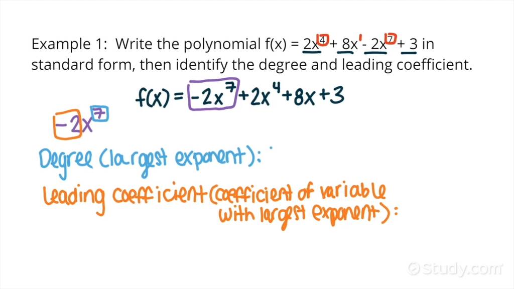 How to Identify the Degree & Leading Coefficient of a Univariate ...