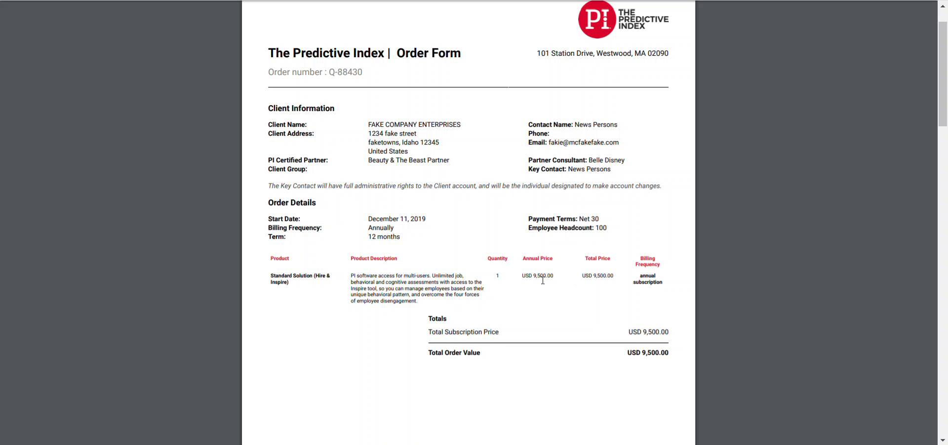 Order Form Overview