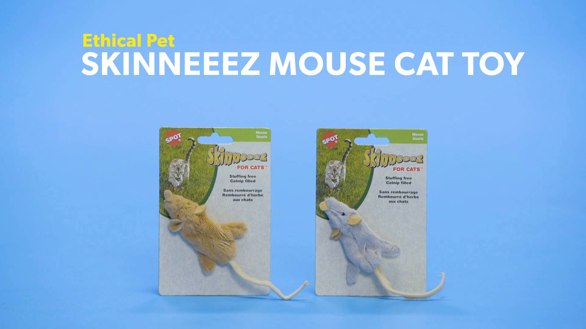 ETHICAL PET Skinneeez Mouse Cat Toy with Catnip, Color Varies 