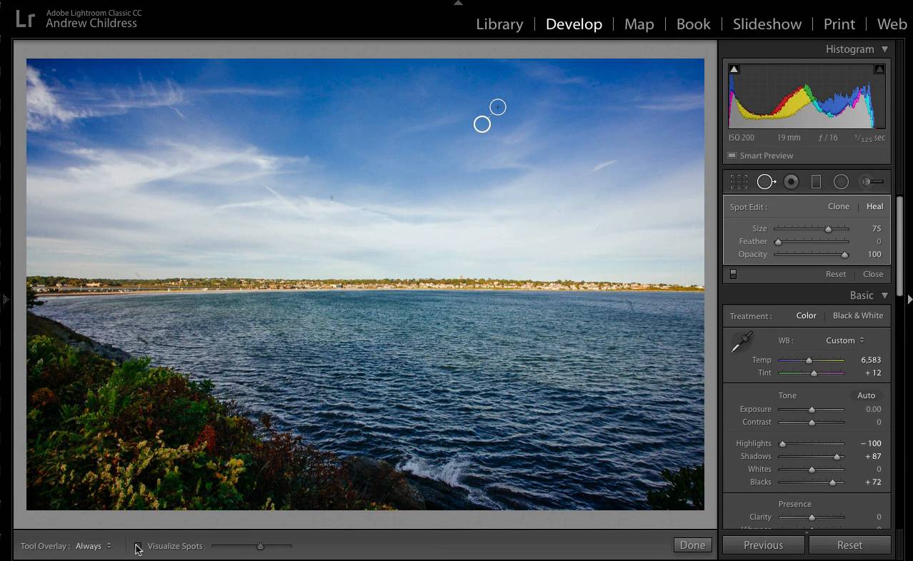 How to Retouch Photos With the Visualize Spots Tool in Adobe Lightroom