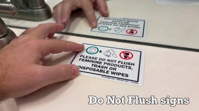 Do Not Flush Feminine Products, Trash Or Disposable Sign