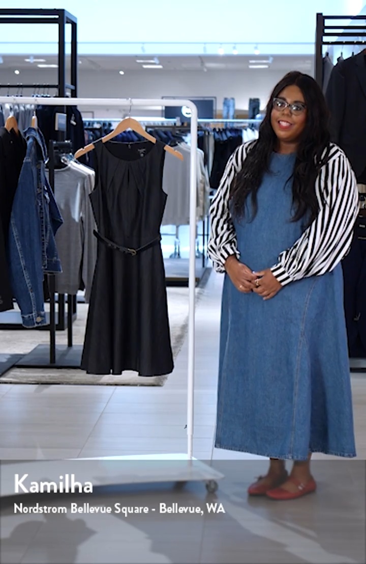 Tahari ASL Pleat Belted Fit & Flare Dress | Nordstrom
