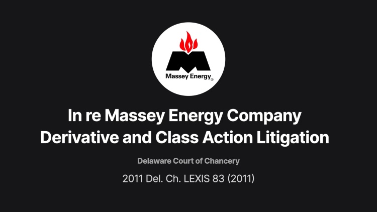 In re Massey Energy Company Derivative and Class Action Litigation