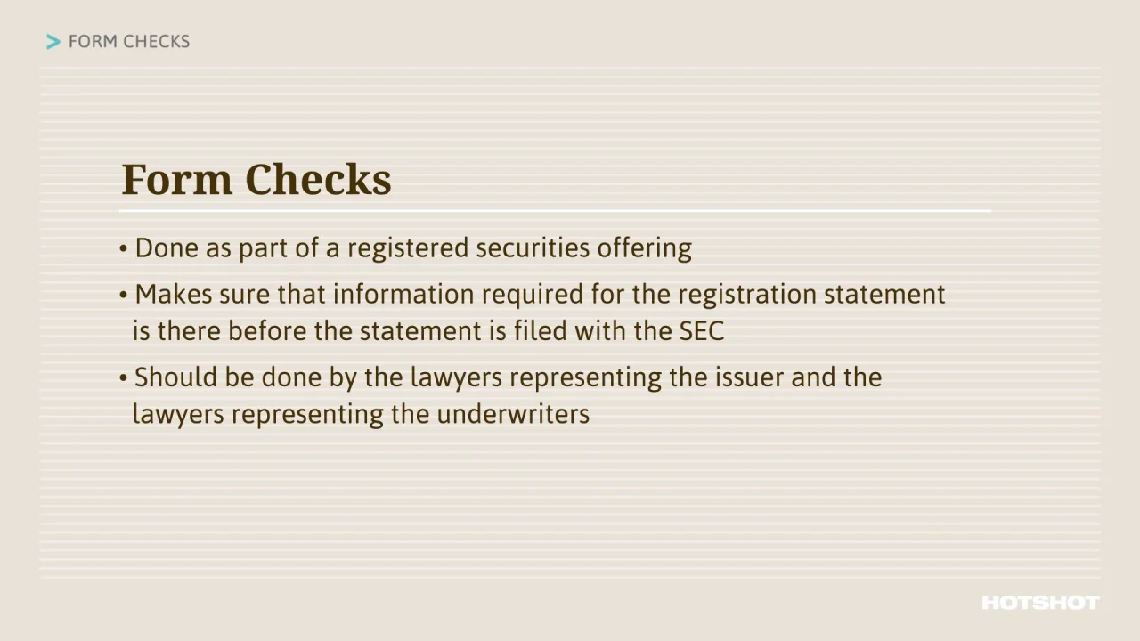 Form Checks Securities Offerings