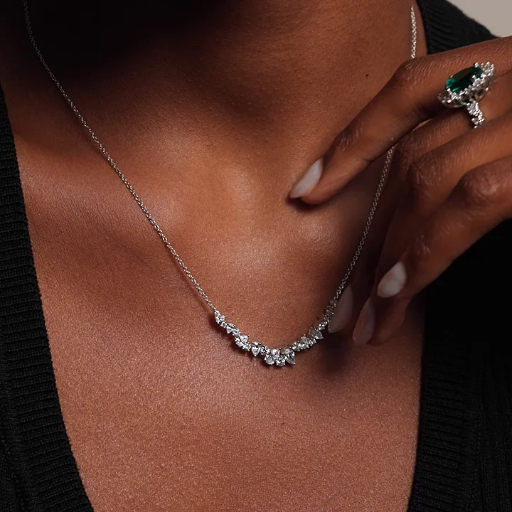 18K White Gold Olivetta Lab Diamond Necklace (1 1/2 ct. tw.)