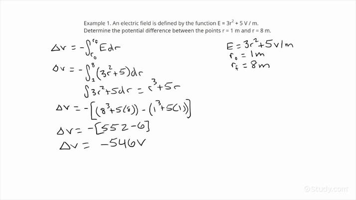 How to Calculate a Potential Difference between Two Points Given a Non