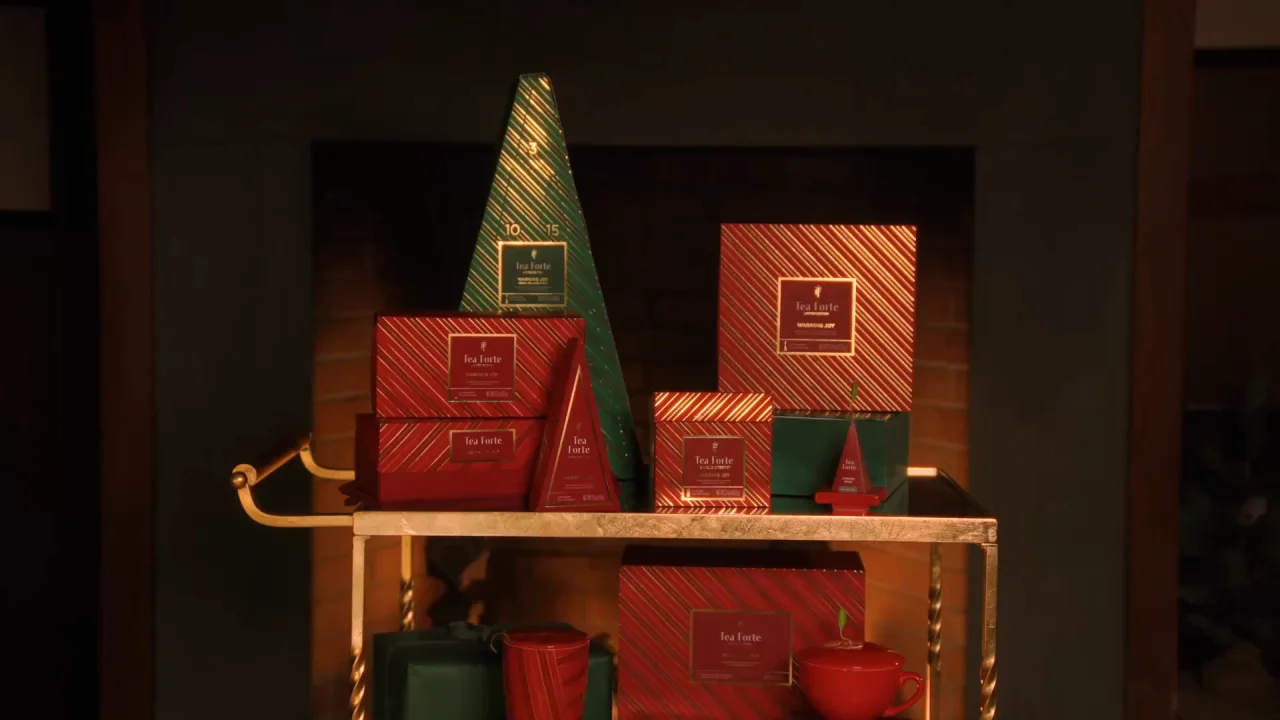 Warming Joy items on a gold pushcart