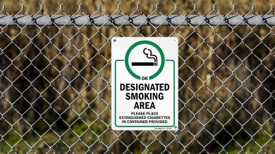 Place Extinguished Cigarettes In Container Smoking Area Sign