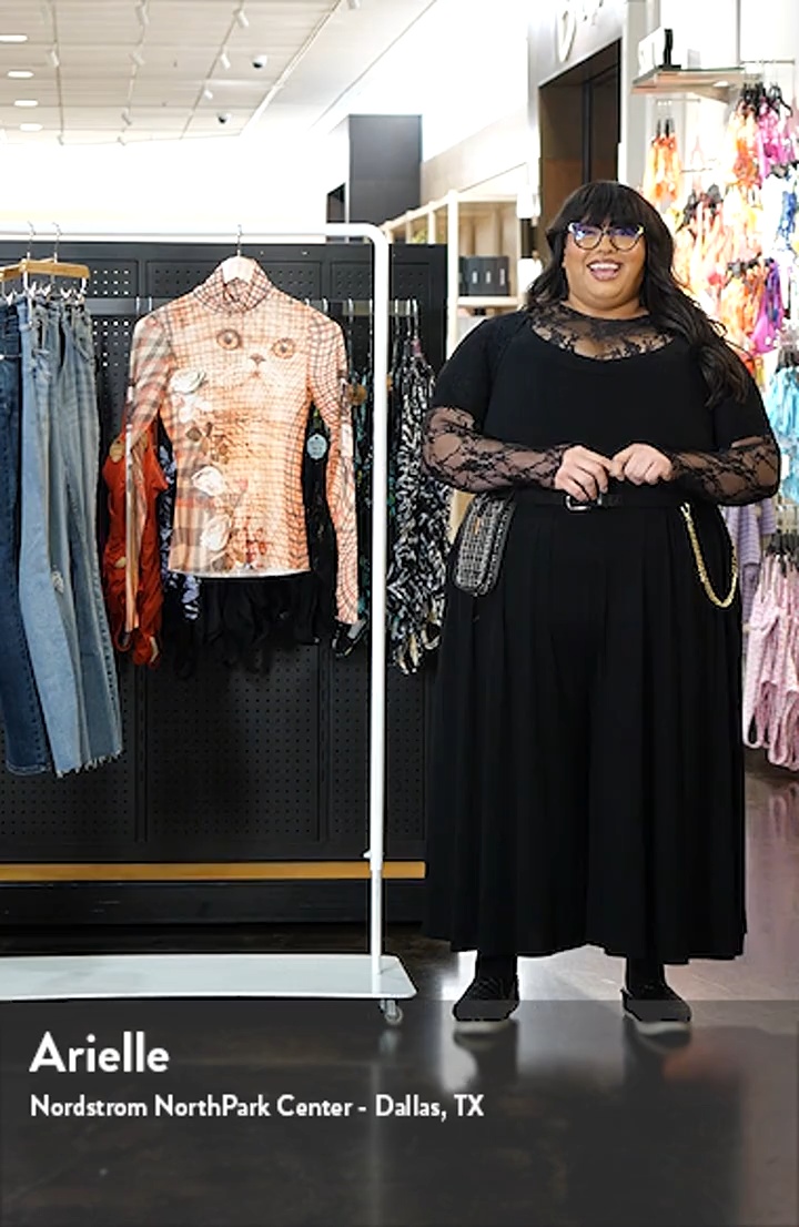 AFRM Zadie Print Turtleneck Mesh Top | Nordstrom