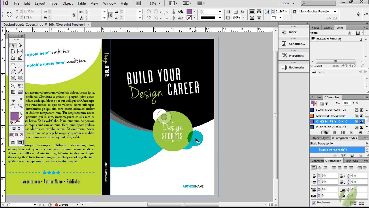 Book Layout in InDesign - Front Cover