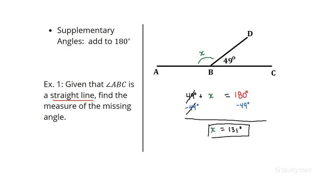 supplementary angles problem solving examples