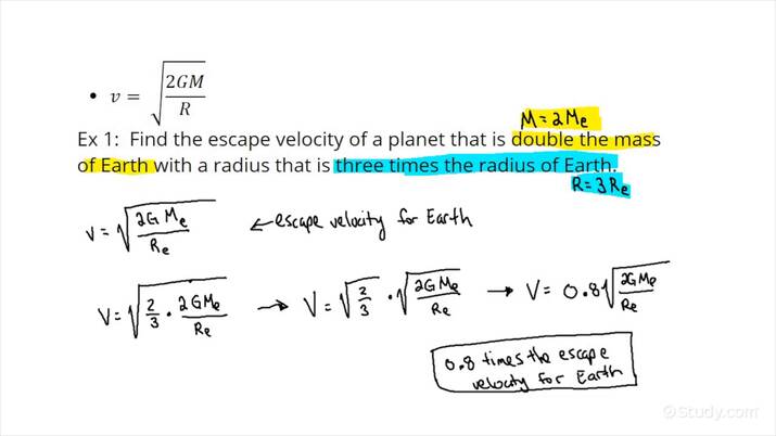 Finding The Escape Velocity Of A Satellite Given Planetary Properties Physics