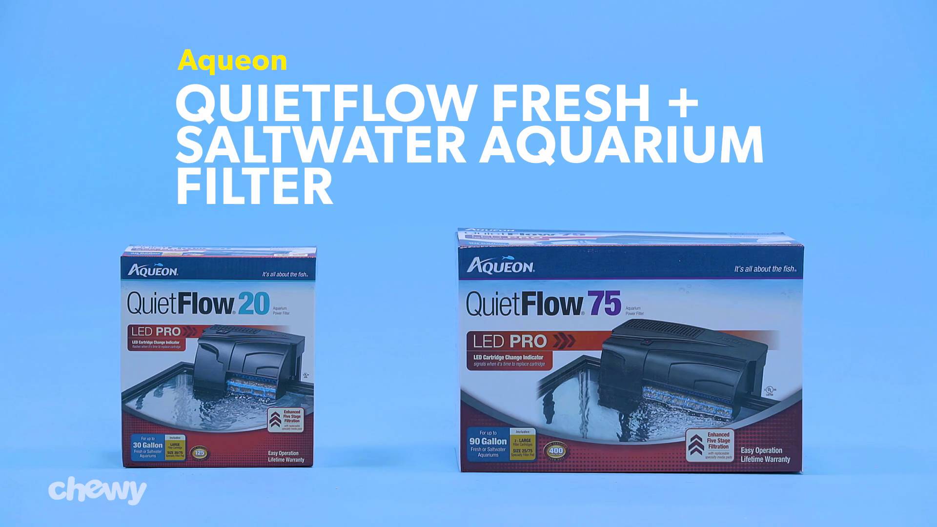 55/75 Filter for Tanks Up to 90 Gal. Aqueon Quiet Flow Aquarium Power Filters 