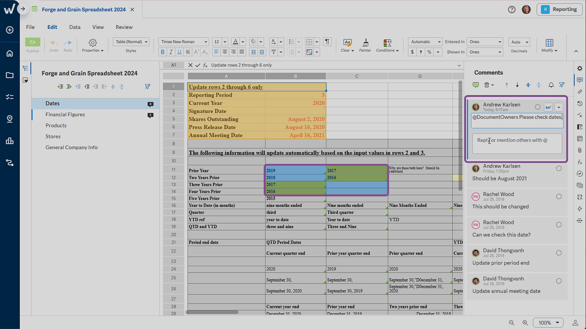 スプレッドシート内のコメント – サポートセンター