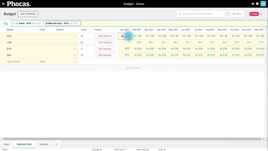 How to handle key variables, such as currency, in the budget