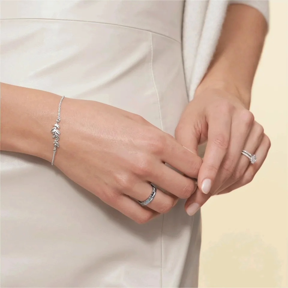 Silver Olive Branch Bracelet