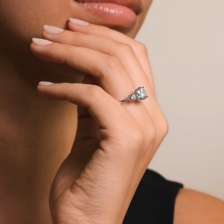 18K White Gold Petal Three Stone Diamond Ring (2/3 ct. tw.)