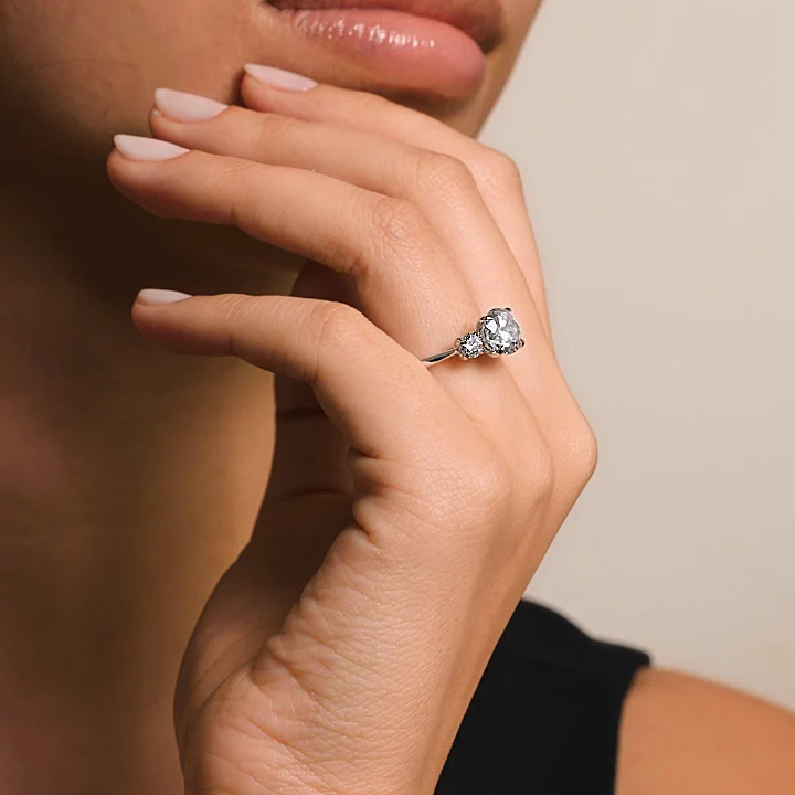 18K White Gold Petal Three Stone Diamond Ring (2/3 ct. tw.)