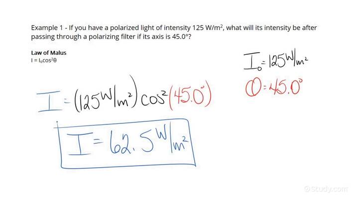 Calculating The Intensity Of A Polarized Wave Physics 6536