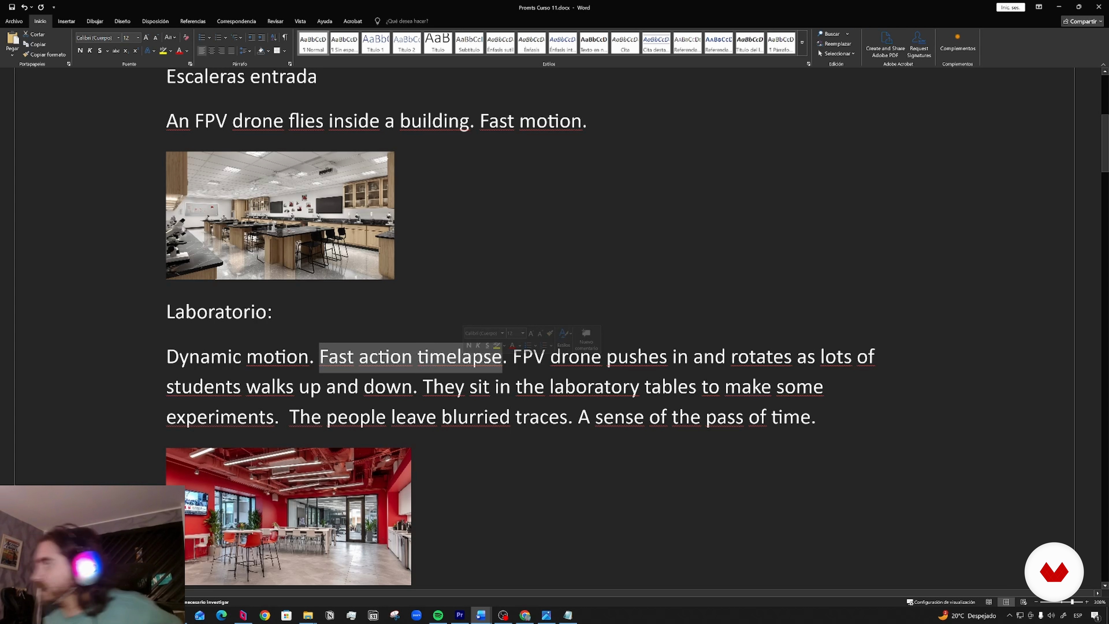 Ingredientes para composição de vídeo e visual
