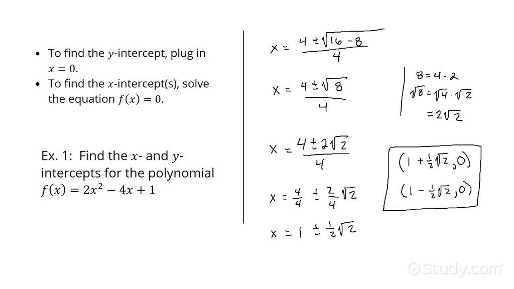 how-to-find-x-and-y-intercepts-given-a-polynomial-function