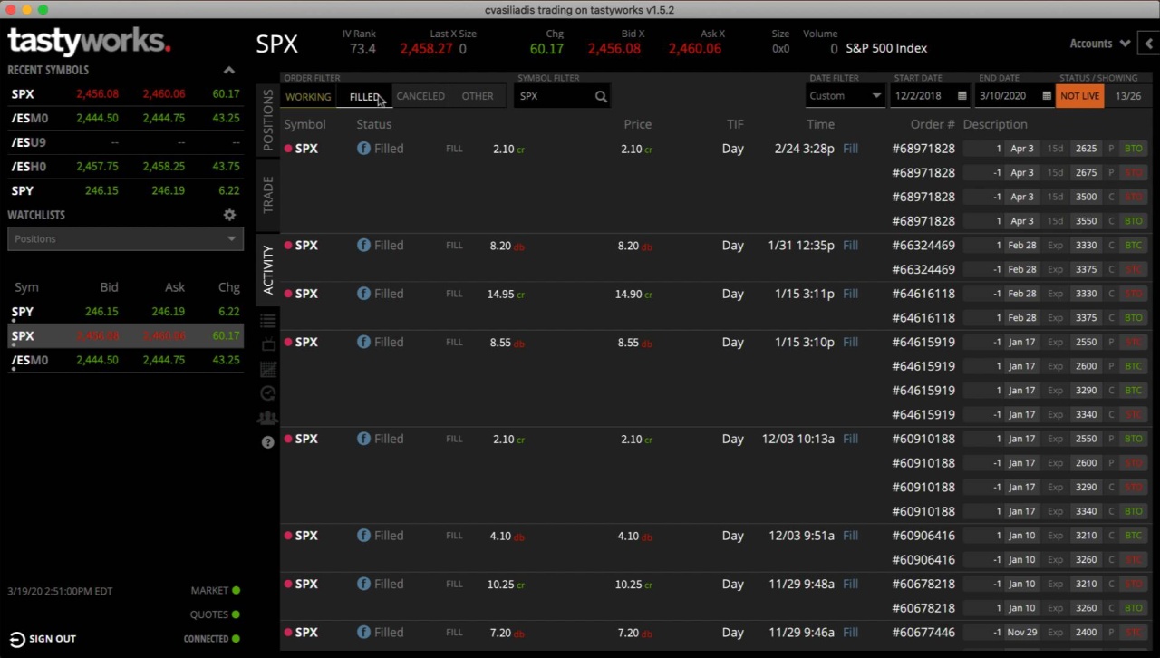 Trade History Sky View Trading