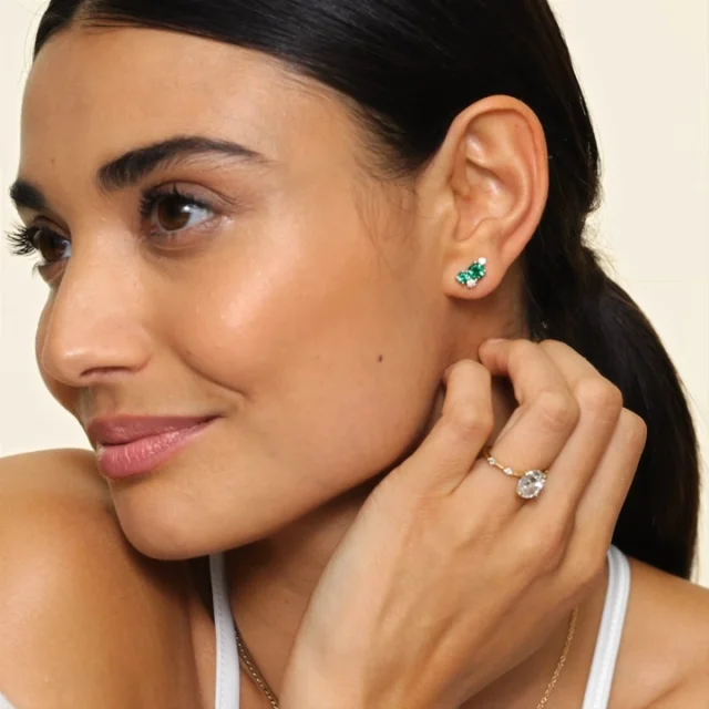 14K Yellow Gold Foliage Bouquet Earrings