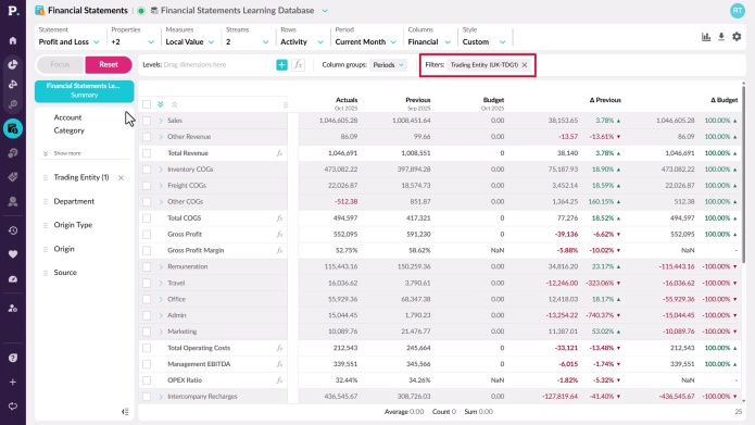 Filter your financial data