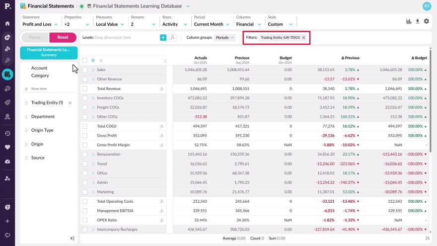Filter your financial data