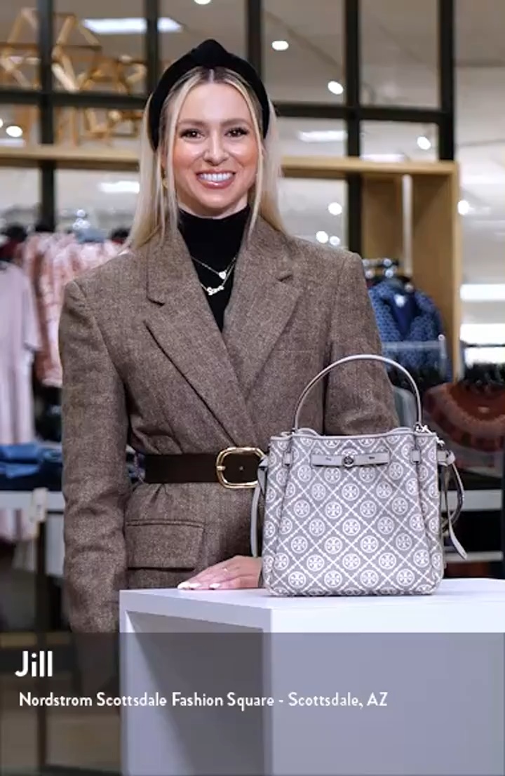 Tory Burch Romy T Monogram Jacquard & Leather Bucket Bag | Nordstrom