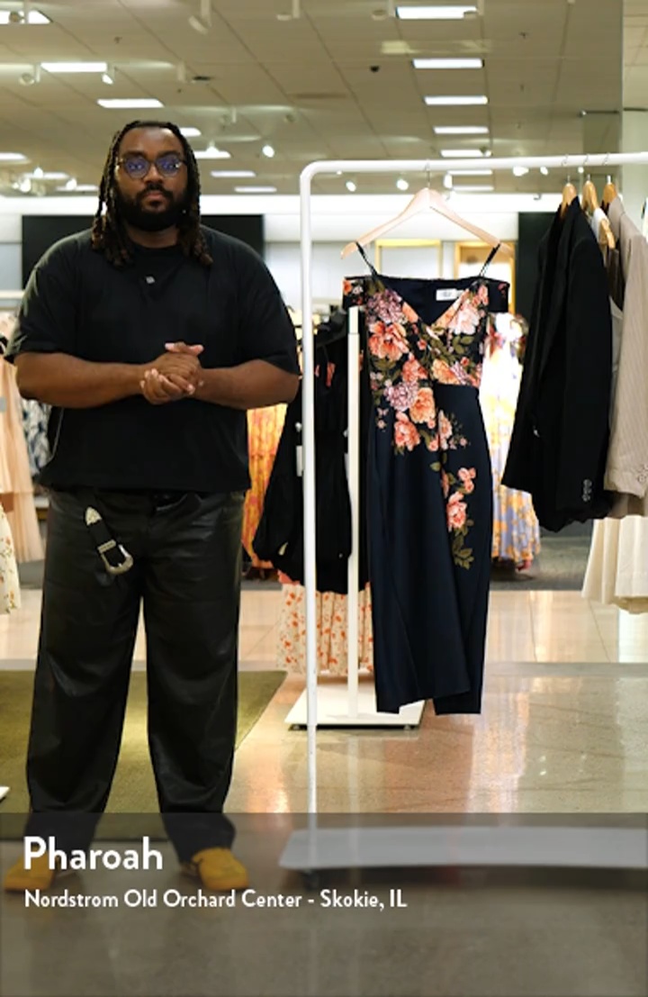 みよGRACE CLASS バックコンシャスサテンオレンジ&黒セット Eliza J Floral Print Scuba Sheath Dress | Nordstromrack
