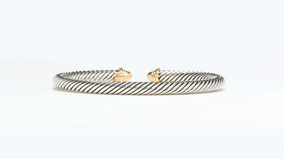 David Yurman Classic Cable Bracelet in Sterling Silver with 14K Yellow Gold  Domes, 5mm