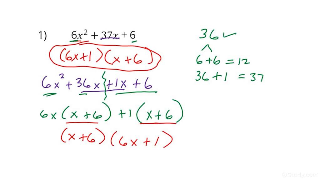 Factoring a Quadratic with Leading Coefficient Greater than 1 Using ...