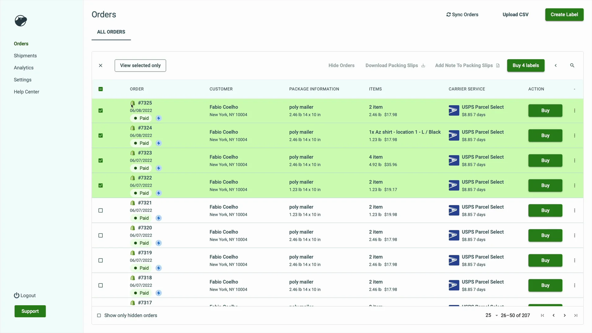 The New Orders Page – Shippo